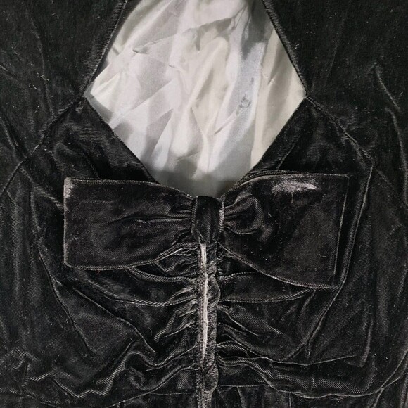 Lang Dress Women’s 4 Black Velvet Long Sleeve Mini Dress Shoulder Pads - Picture 10 of 12